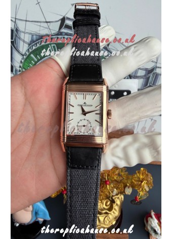 Jaeger-LeCoultre Reverso Tribute Duoface Rose Gold White & Black Dial Super Clone Watch 