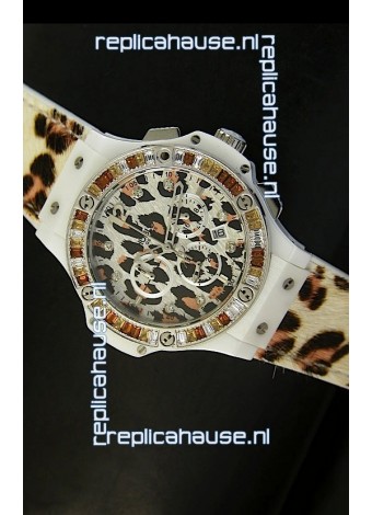 Hublot Big Bang White Zebra Bang Edition in White PVD Case 34MM Watch