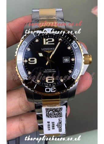 Longines HydroConquest Black Dial Two Tone Super Clone Watch 