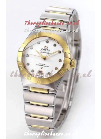 Omega Constellation 29MM Two Tone Yellow Gold White Dial Automatic Super Clone Watch 