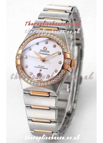 Omega Constellation 29MM Two Tone Rose Gold White Dial Automatic Super Clone Watch 