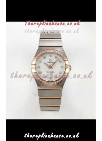 Omega Constellation 28MM Two Tone Rose Gold Pearl Dial QUARTZ Super Clone Watch 