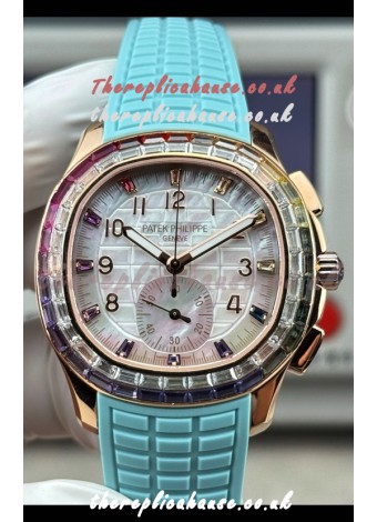 Patek Philippe Aquanaut 7968 Rose Gold Tiffany Blue Strap Super Clone Watch 