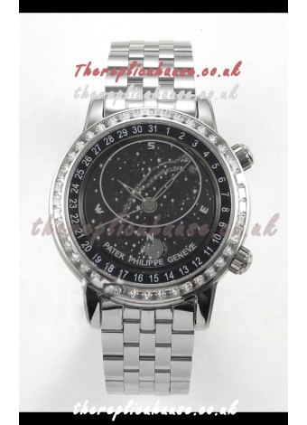 Patek Philippe Grand Complications 6102 Black Dial Steel Strap Super Clone Watch 