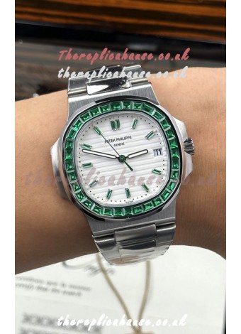 Patek Philippe Nautilus 5723 White Dial Green Rubies Super Clone Watch 