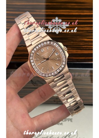 Patek Philippe Nautilus 5723 Rose Gold White Sapphires Super Clone Watch 