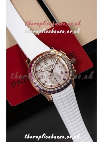 Patek Philippe Aquanaut 7968 Rose Gold White Strap Super Clone Watch 