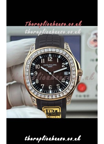 Patek Philippe Aquanaut 5167 Brown Dial Diamonds Bezel Super Clone Watch 