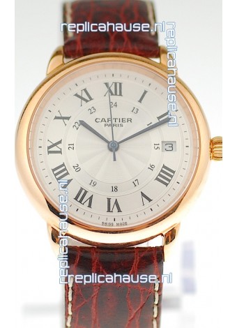 Ronde De Cartier Louis Swiss Replica Pink Gold Watch