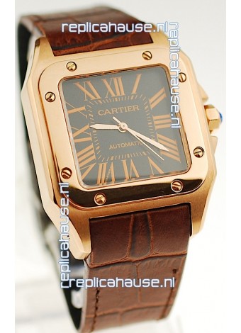 Cartier Santos 100 Swiss Replica Gold Automatic Watch