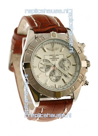Breitling Chronograph Chronometre Japanese Replica Watch in Brown Strap