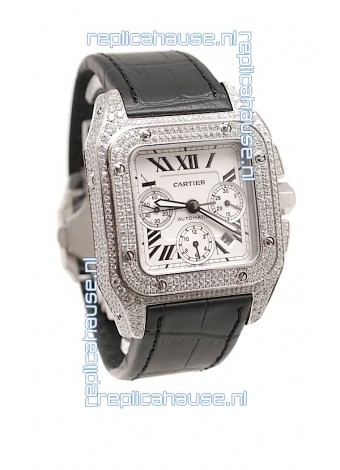 Cartier Santos 100 Swiss Replica Watch with Two Tone Casing 