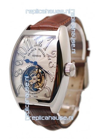 Franck Muller Aeternitas Tourbillon Swiss Replica Gold Watch in Brown Strap