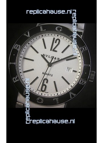 Bvlgari Diagono Japanese Replica Quartz Watch in White Dial
