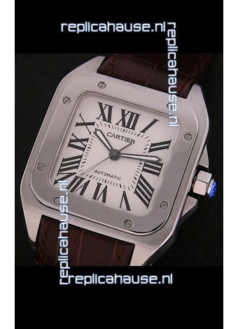 Cartier Santos Swiss Replica Watch in White Dial