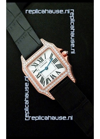 Cartier Santos Dumont Japanese Replica Watch in Pink Gold Casing