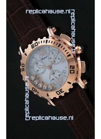 Chopard Happy Sport Swiss Replica Watch in Brown Strap