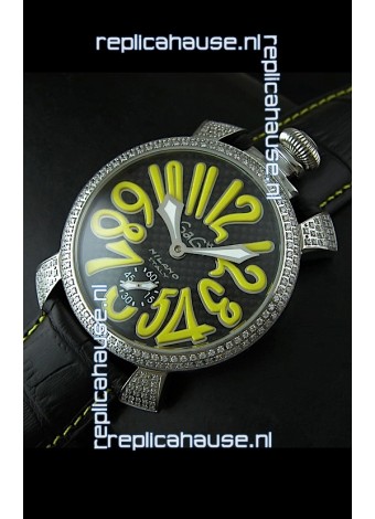 Gaga Milano Italy Manuale Replica Japanese Watch in Yellow Markers