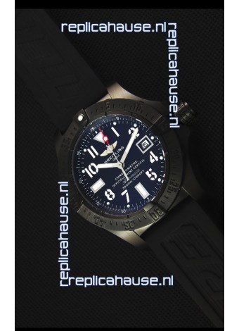 Breitling Avenger Blacksteel DLC Coated Swiss Replica Watch in Black Dial