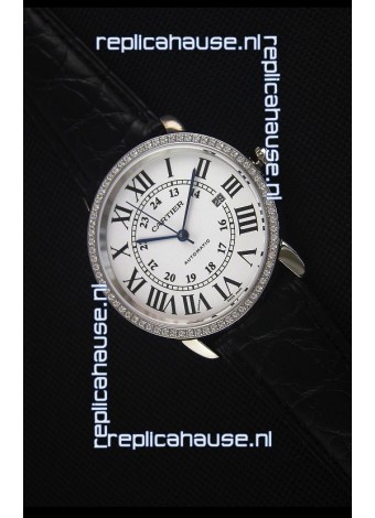 Cartier "Ronde De Cartier" Stainless Steel Case watch with Lab Created Diamonds Bezel