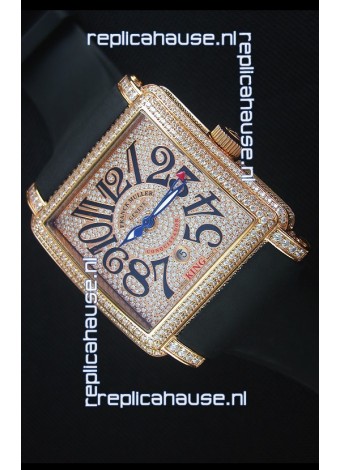 Franck Muller Conquistador King Automatic Watch in Pink Gold with Nylon Strap