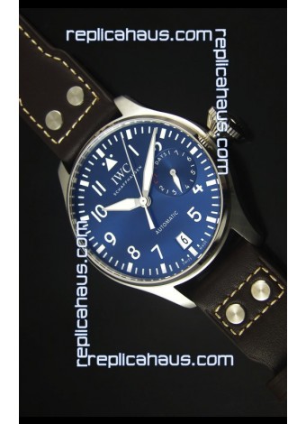 IWC Big Pilot IW500901 - Functional Power Reserve Brown Strap Blue Dial 1:1 Mirror Watch