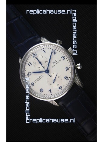 IWC Portuguese Chronograph White Dial with Diamonds 1:1 Mirror Replica Watch