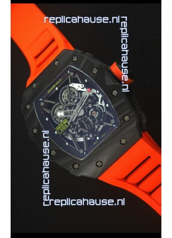 Richard Mille RM035-2 Rafael Nadal Forged Carbon Case with Red Rubber Strap