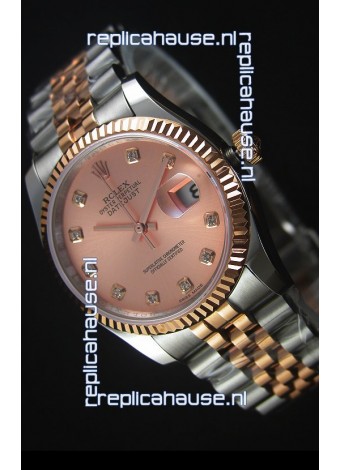Rolex Datejust Replica Watch Rose Gold with Diamonds Dial in 36MM with 3135 Swiss Movement 