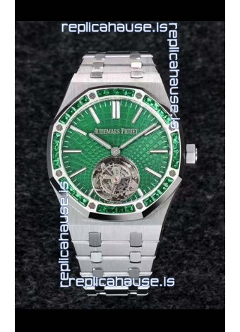 Audemars Piguet Royal Oak Flying Tourbillon 41mm Green Dial in 904L Casing - Green Tapisserie Dial