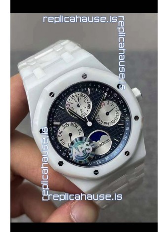 Audemars Piguet Royal Oak Perpetual Calendar Swiss Replica White PVD Casing in Blue Dial 