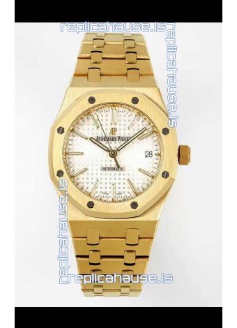 Audemars Piguet Royal Oak 37MM White Dial Yellow Gold Watch in 3120 Movement - 1:1 Mirror Replica