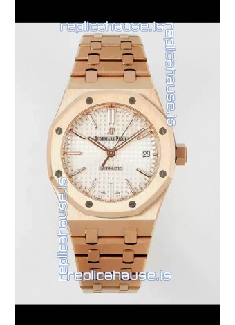 Audemars Piguet Royal Oak 37MM White Dial Rose Gold Watch in 3120 Movement - 1:1 Mirror Replica