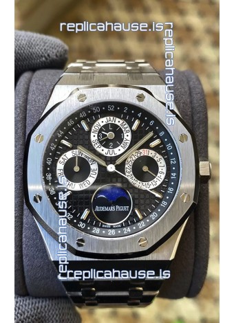 Audemars Piguet Royal Oak Perpetual Calendar Swiss Replica 904L Steel in Black Dial 