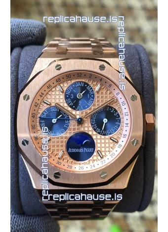 Audemars Piguet Royal Oak Perpetual Calendar Swiss Replica 904L Steel in Rose Gold Casing