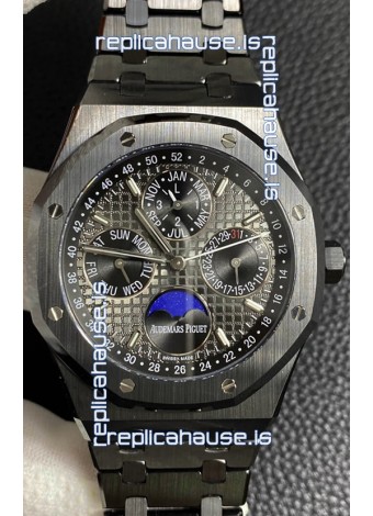 Audemars Piguet Royal Oak Perpetual Calendar Swiss Replica Black PVD Casing in Black Dial 