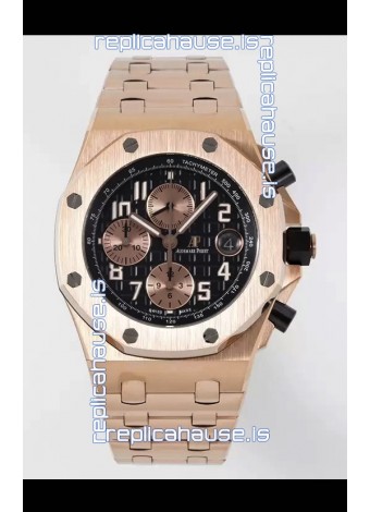 Audemars Piguet Royal Oak Offshore Black Dial Chronograph 1:1 Mirror Replica Watch - Rose Gold 