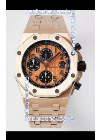 Audemars Piguet Royal Oak Offshore Champange Dial Chronograph 1:1 Mirror Replica Watch - Rose Gold 