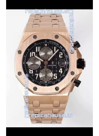 Audemars Piguet Royal Oak Offshore Black Dial Chronograph 1:1 Mirror Replica Watch - Rose Gold 