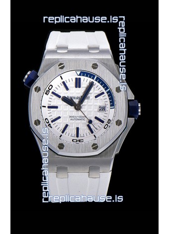 Audemars Piguet Royal Oak Diver Swiss Replica Watch White Dial 1:1 Quality 3120 Movement 904L Steel 