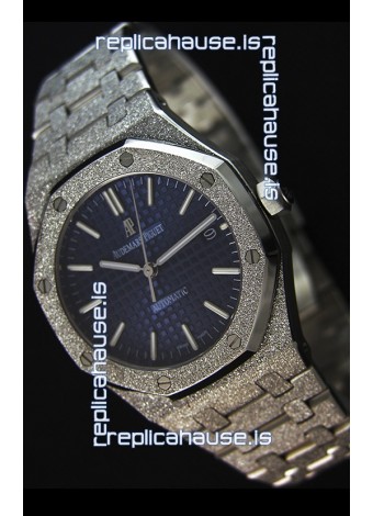 Audemars Piguet Royal Oak Frosted Self-Winding White Gold Blue Dial 1:1 Mirror Replica Watch 