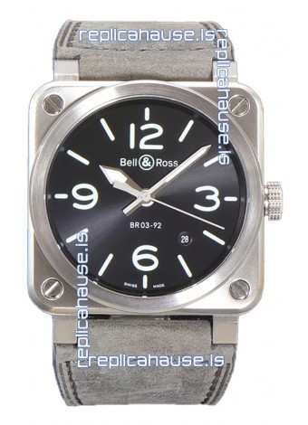 Bell and Ross BR03-92 Grey Dial 904L Steel Swiss Replica Watch 