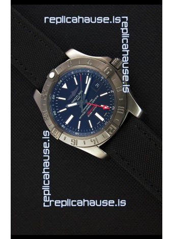 Breitling Avenger II BlackSteel GMT Swiss Replica Watch Nylon Strap 1:1 Mirror Replica Watch