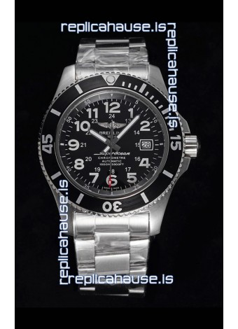 Breitling SuperOcean II 44mm 904L Steel Case 1:1 Mirror Replica Watch in Black Dial 