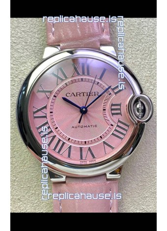 Ballon De Cartier Swiss Automatic 1:1 Mirror Quality 36MM in Stainless Steel Pink Dial