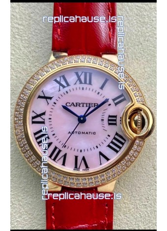 Ballon De Cartier Swiss Automatic 1:1 Mirror Quality 33MM in Rose Gold Pink Pearl Dial