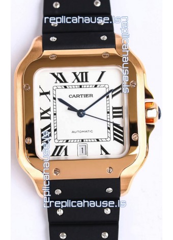 Santos De Cartier Rose Gold Casing 1:1 Mirror Swiss Replica Watch 40MM