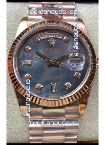 Rolex Day Date 36MM 118235 Rose Gold in Pearl Dial 1:1 Mirror Replica Watch