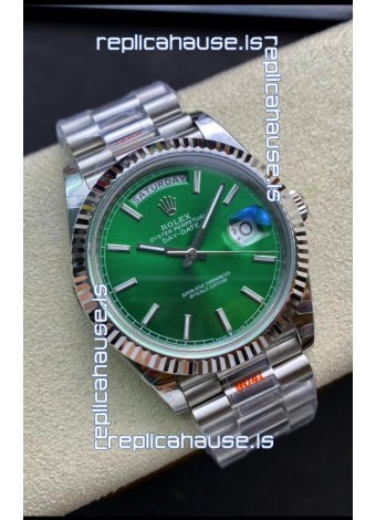 Rolex Day Date 904L Stainless Steel Watch 40MM - Green Dial 1:1 Mirror Quality