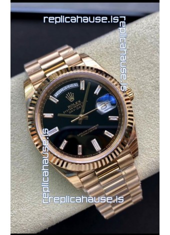 Rolex Day Date 40MM 228238a 1:1 Rose Gold in Black Dial 1:1 Mirror Replica Watch